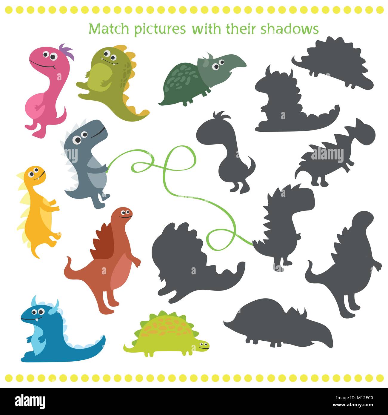 Ombra matching game con dinosauro dei cartoni animati per i bambini  Immagine e Vettoriale - Alamy