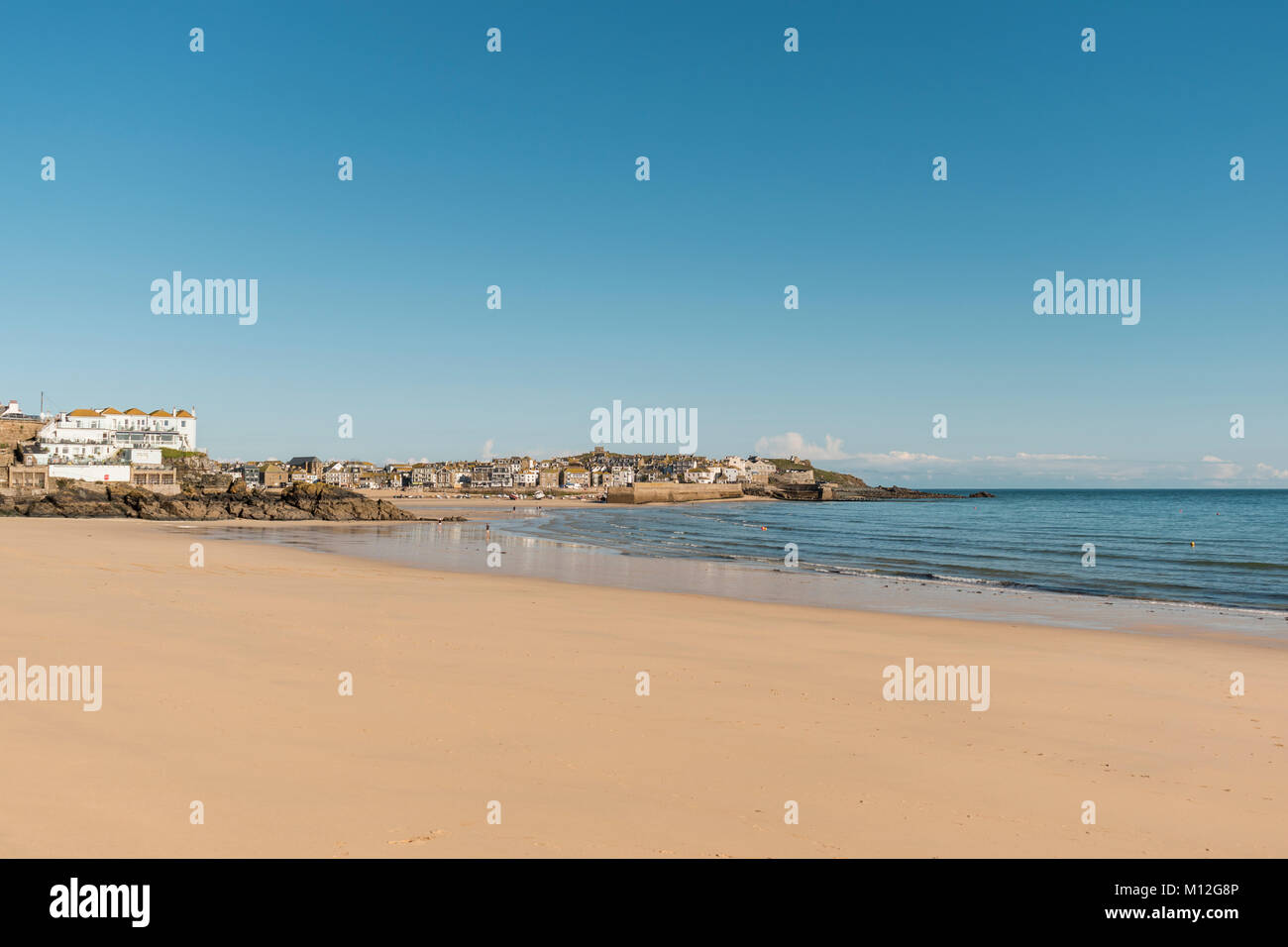 Viste di St Ives da Porthminster Beach, Cornwall, Regno Unito Foto Stock