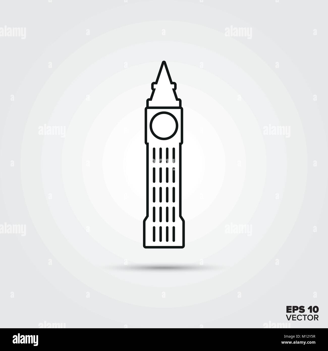 Simbolo della Gran Bretagna. Icona Linea del Big Ben. Illustrazione Vettoriale