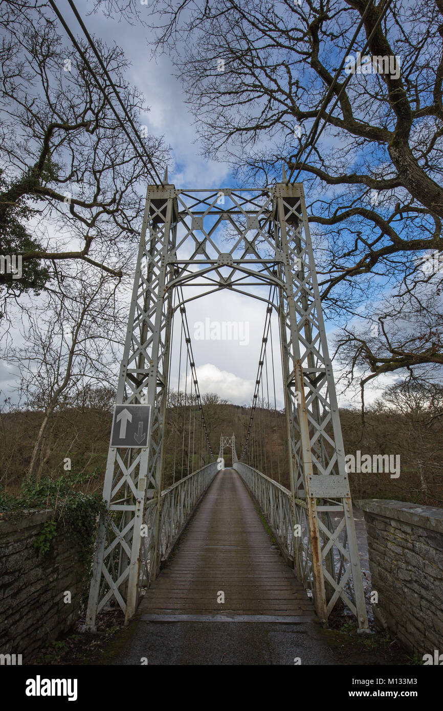 Llanstephan ponte sul fiume Wye, vicino a Builth Wells in Galles, Regno Unito Foto Stock