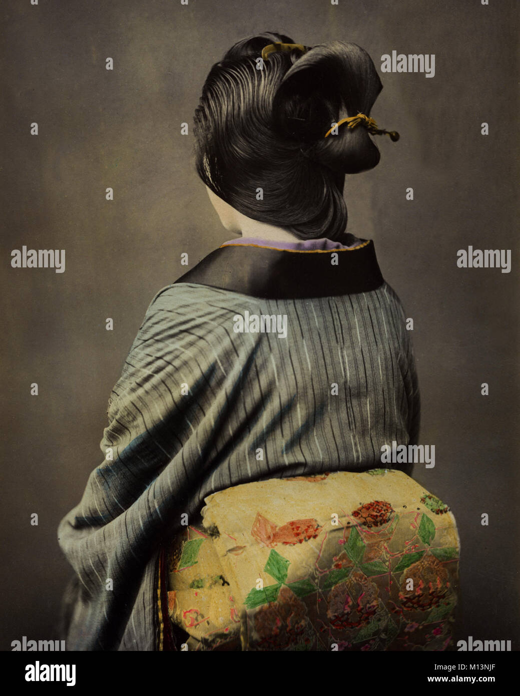 Geisha Vista posteriore (obi anta), Giappone Foto Stock