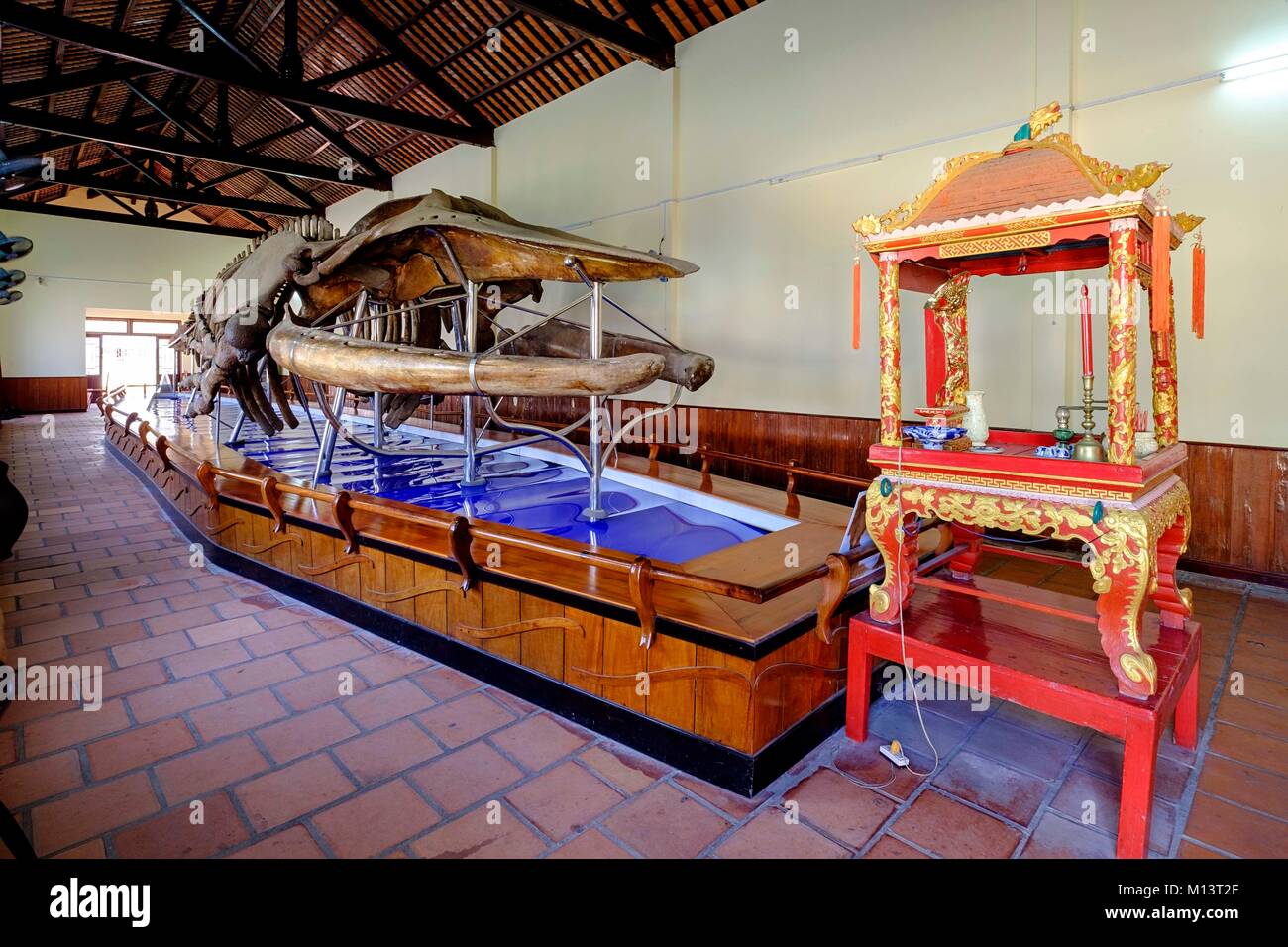Il Vietnam, Phan Thiet, il Van Thuy Tu tempio datato 1762, o il Tempio del sud-mare Dio, contiene pezzi di scheletro di balena e la più grande di scheletro di balena in sud-est asiatico Foto Stock