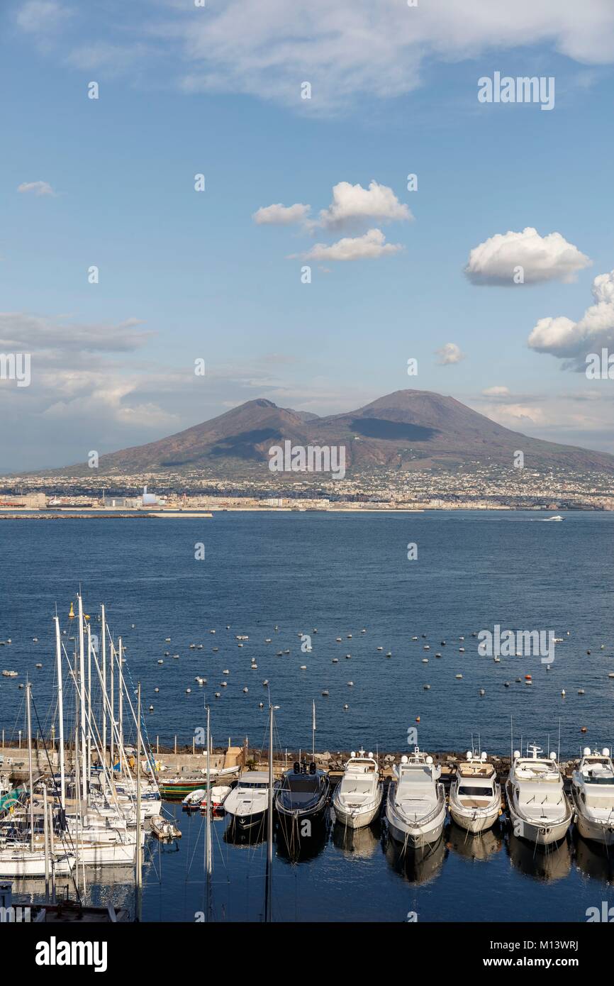 L'Italia, Campania, Napoli, centro storico sono classificati come patrimonio mondiale dall' UNESCO, il golfo di Napoli e del Vesuvio Foto Stock