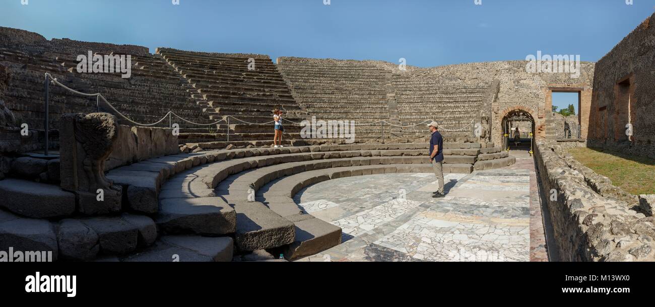 L'Italia, Campania, Pompei, elencati come patrimonio mondiale dall' UNESCO, il Teatro Odeon Foto Stock