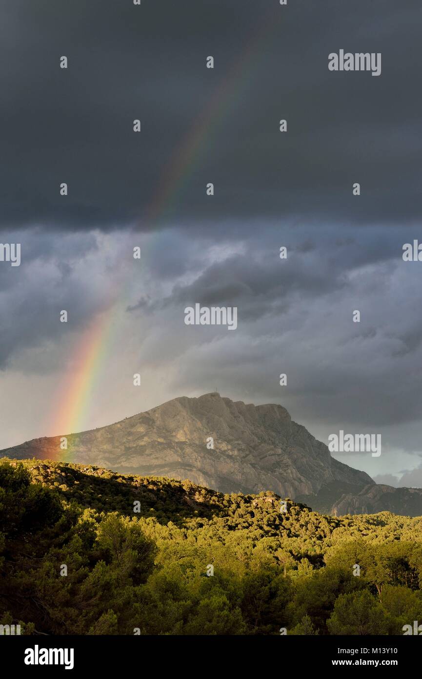 Francia, Bouches du Rhone, Aix en Provence regione, verso Le Tholonet, la Sainte Victoire montagna, Cezanne road Foto Stock