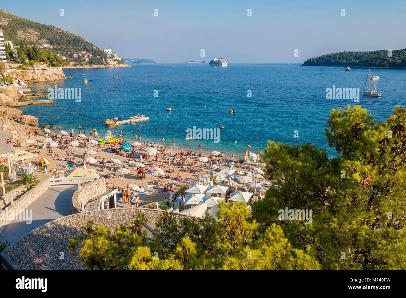 Croazia, Dalmazia centrale, costa dalmata, Dubrovnik, spiaggia di Banje Foto Stock
