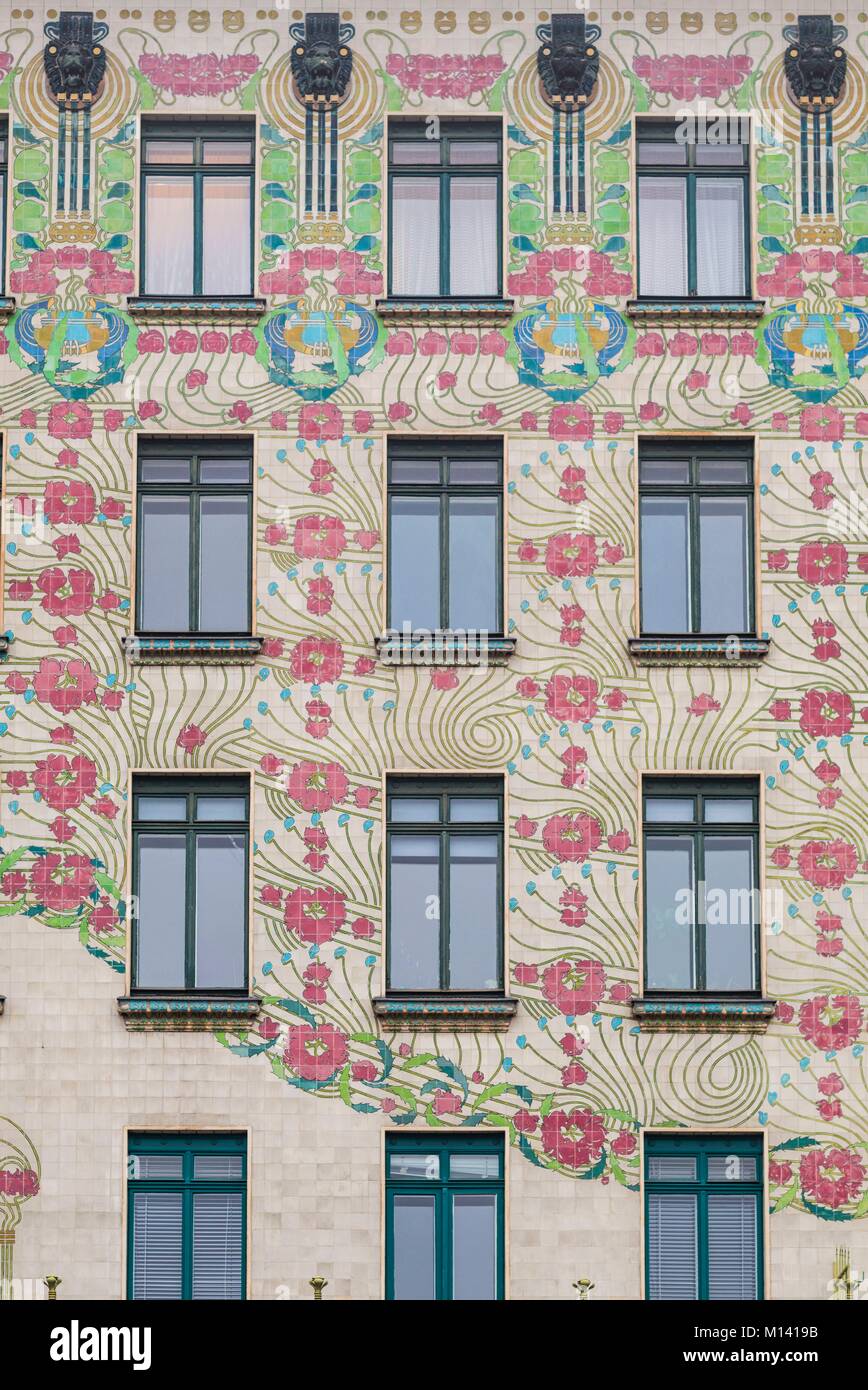 Austria, Vienna, Vienese secessione edifici di stile dall'architetto Otto Wagner Foto Stock