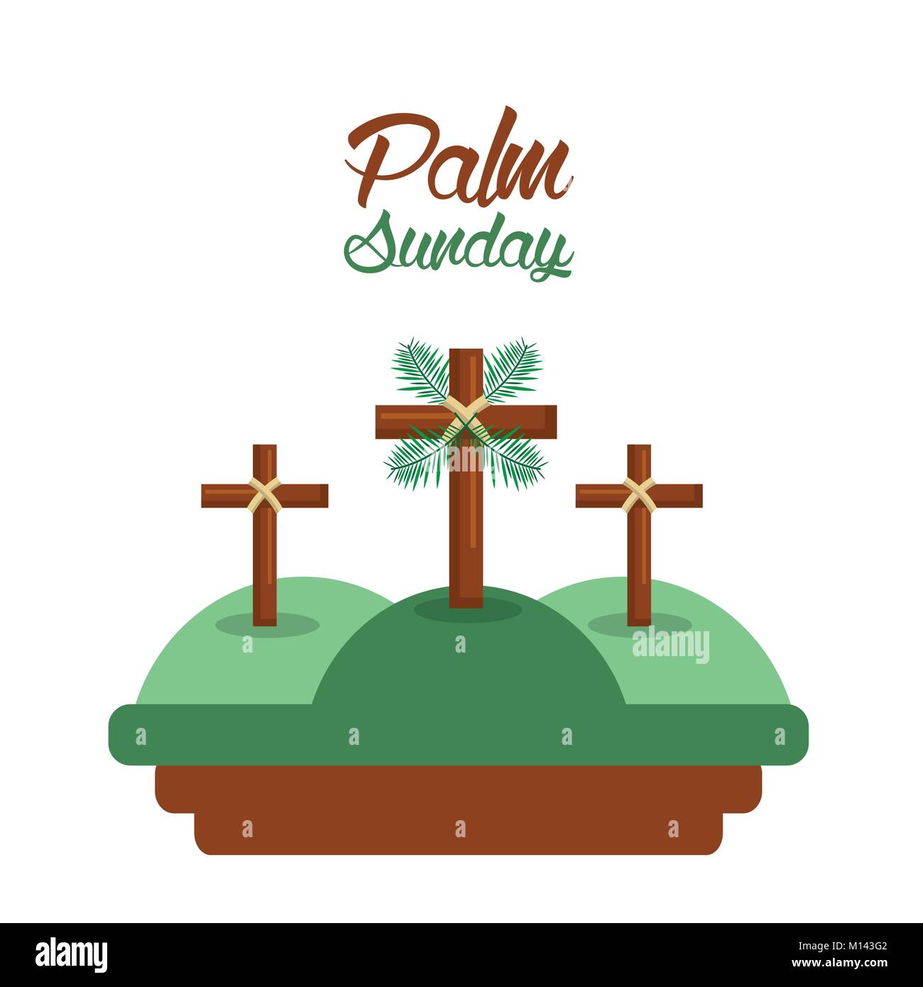 Domenica delle palme tre croci sulle colline card Illustrazione Vettoriale