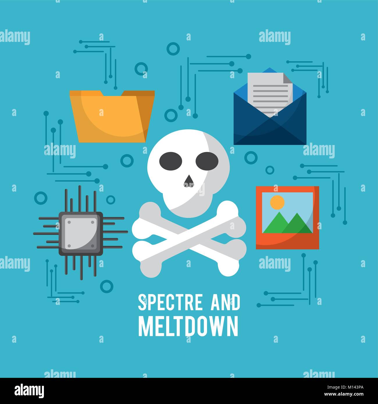 Spettro e meltdown cranio immagini di posta elettronica file di circuito Illustrazione Vettoriale