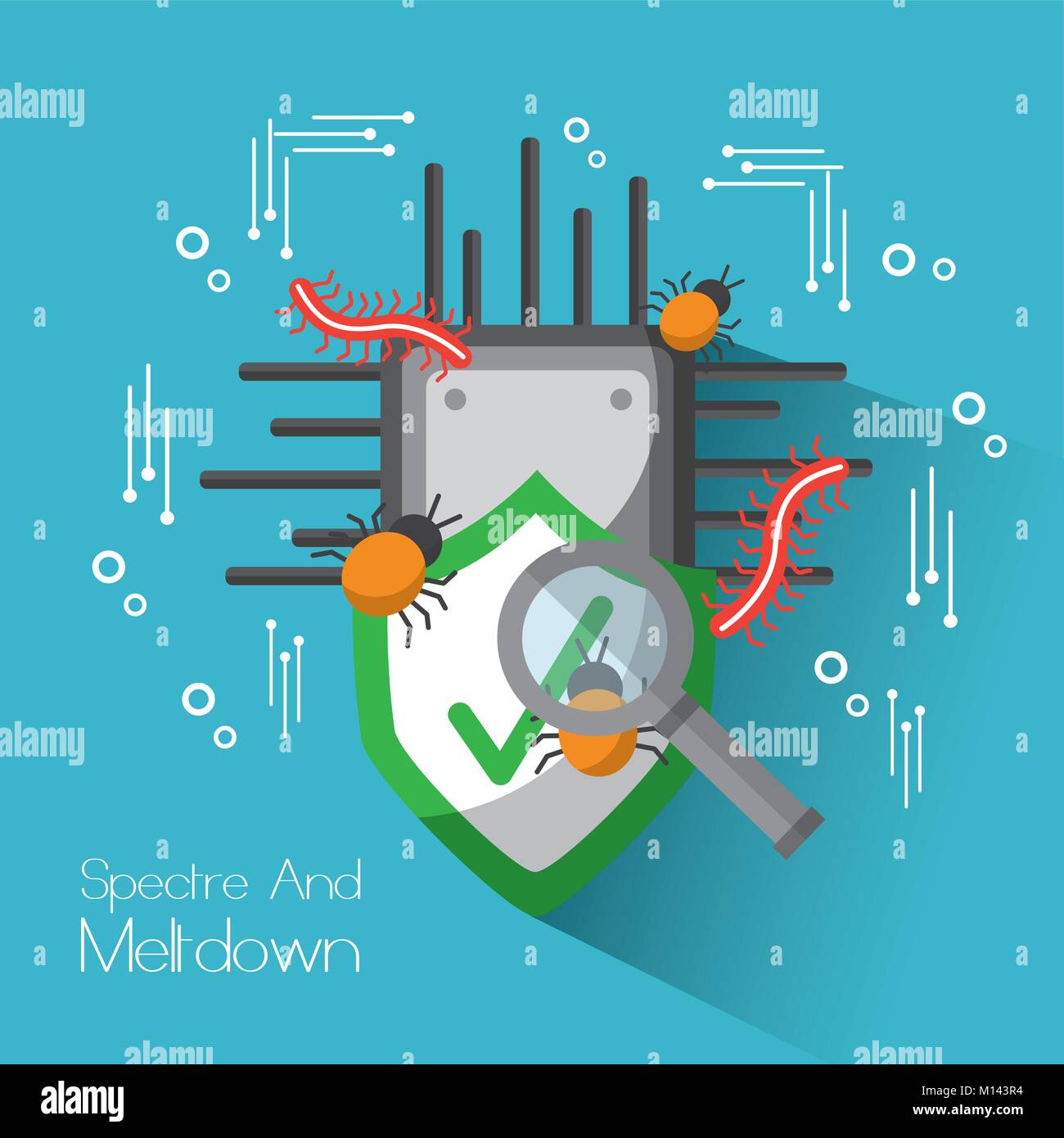 Spettro e meltdown scheda di protezione del circuito di protezione virus di ricerca Illustrazione Vettoriale