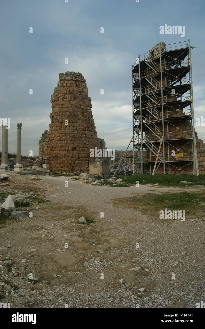 La città antica di Perge, Antalya, Turchia Foto Stock