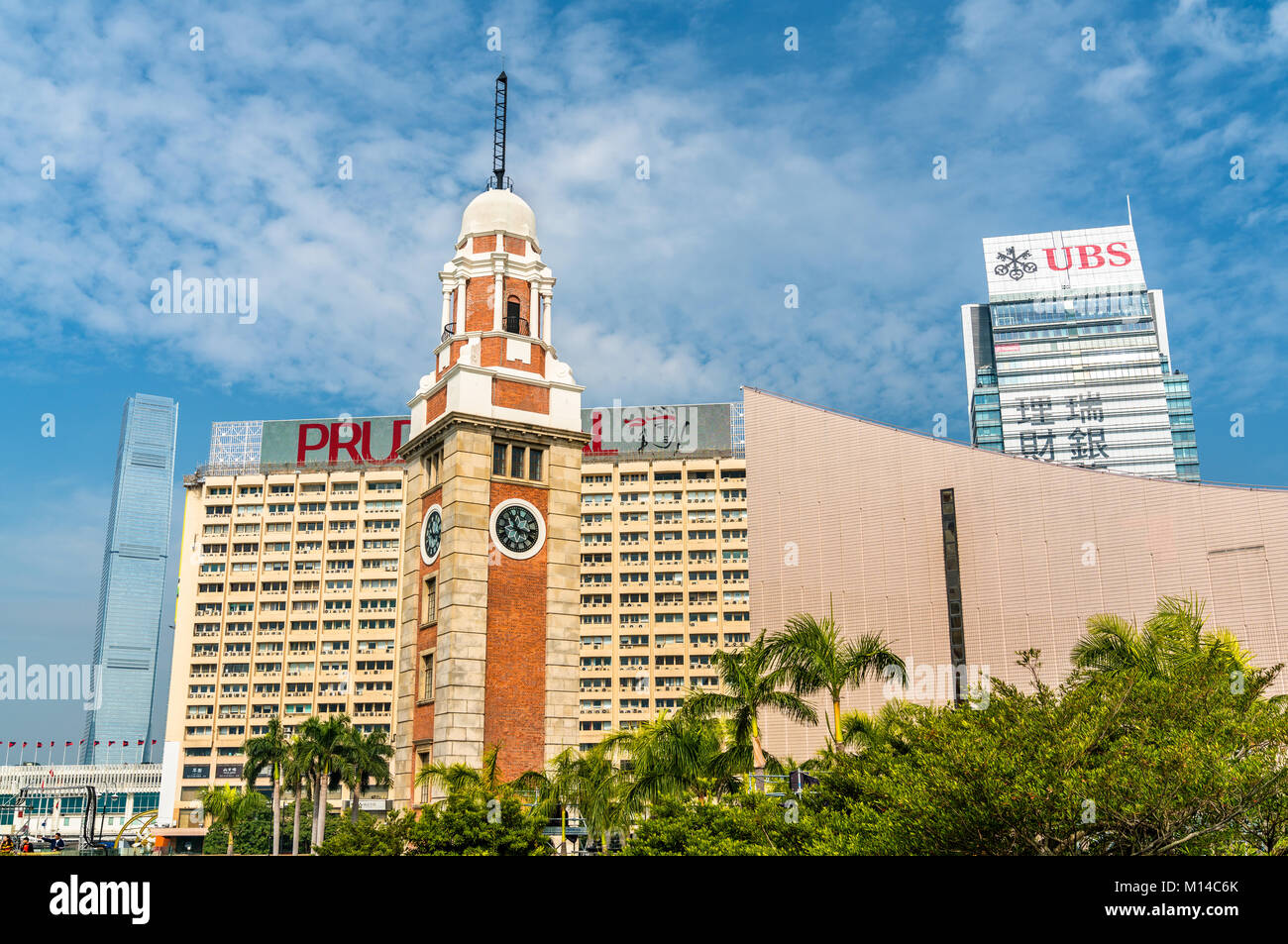 La storica torre dell'orologio di Hong Kong, Cina Foto Stock