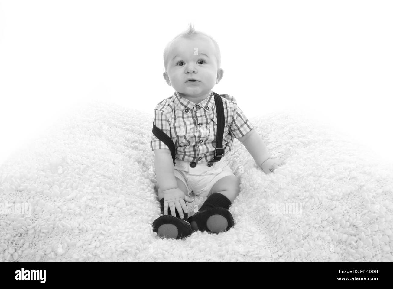 6 mesi di età bambino, giocando sulla pancia, lo sviluppo cognitivo, stimolazione,Multi ambiente sensoriale Foto Stock