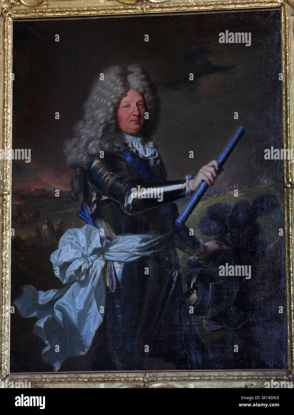 Tela ritratto di Hyacinthe Rigaud Il duomo, Louis de France, Dauphin, figlio di Luigi XIV, noto come 'Grand Dauphin' (1661-1711) al di fuori della sede della Foto Stock
