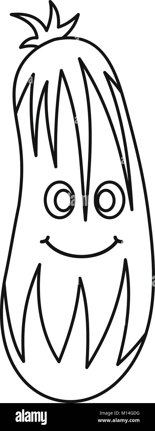 Fresco cetriolo sorridente icona contorno Illustrazione Vettoriale