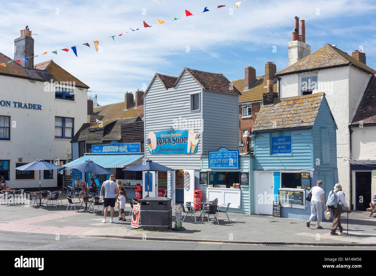 Il Rock Shop seafood bar, Hastings Old Town, East Beach Street, Hastings, East Sussex, England, Regno Unito Foto Stock