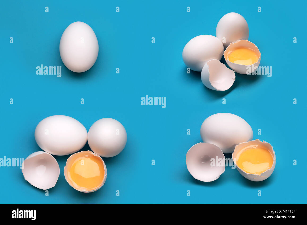 Collage con uova rotte Foto Stock