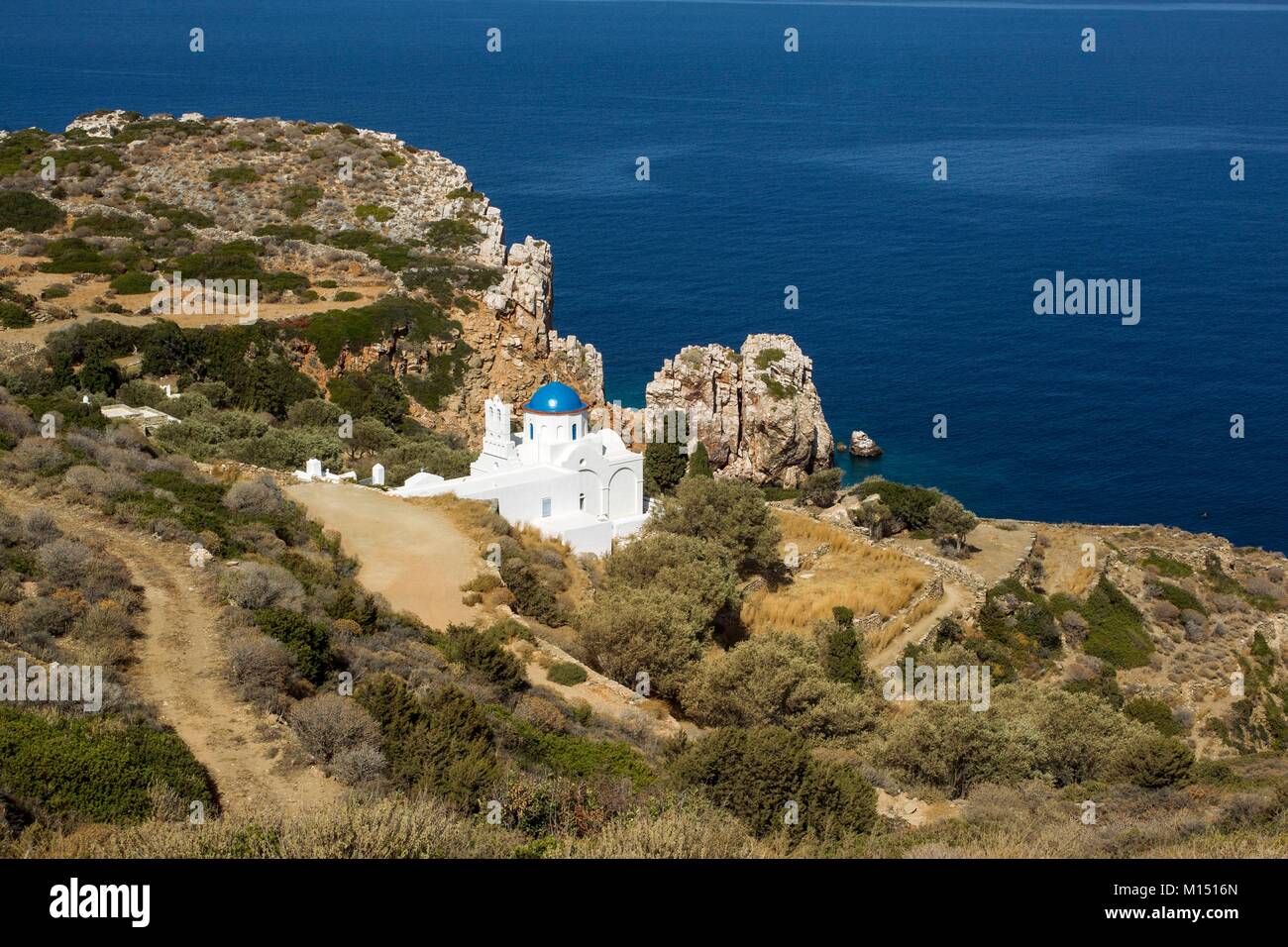 Grecia CICLADI, Sifnos isola, Panagia Poulati chiesa Foto Stock