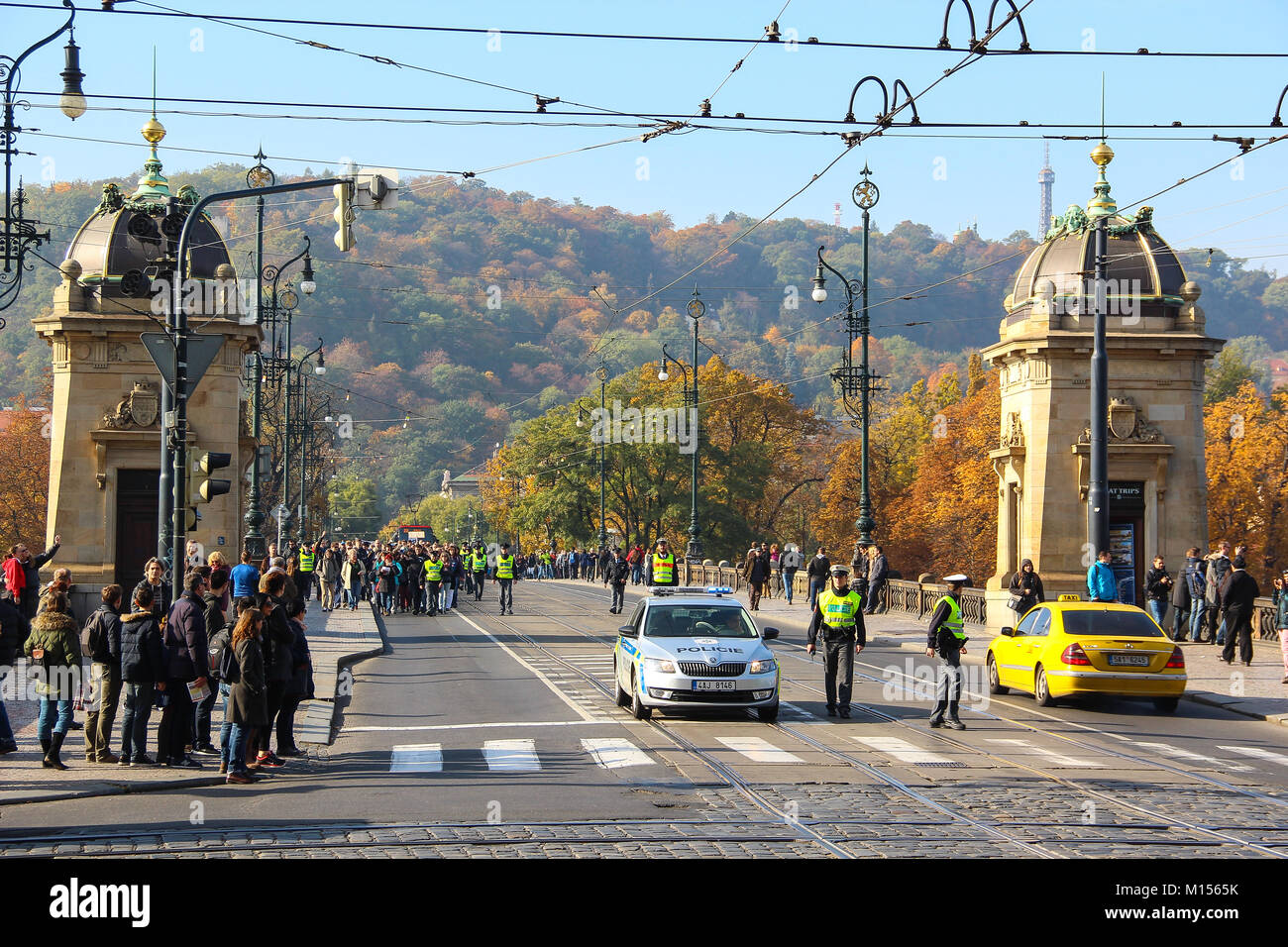 Manifestazione a Praga, Legion Ponte Repubblica Ceca Foto Stock