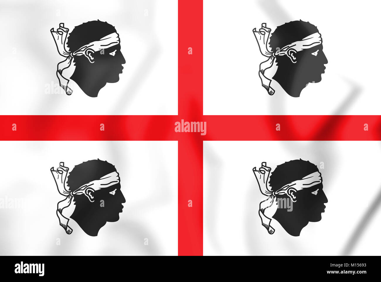 3D Bandiera della Sardegna, Italia. 3D'illustrazione. Foto Stock