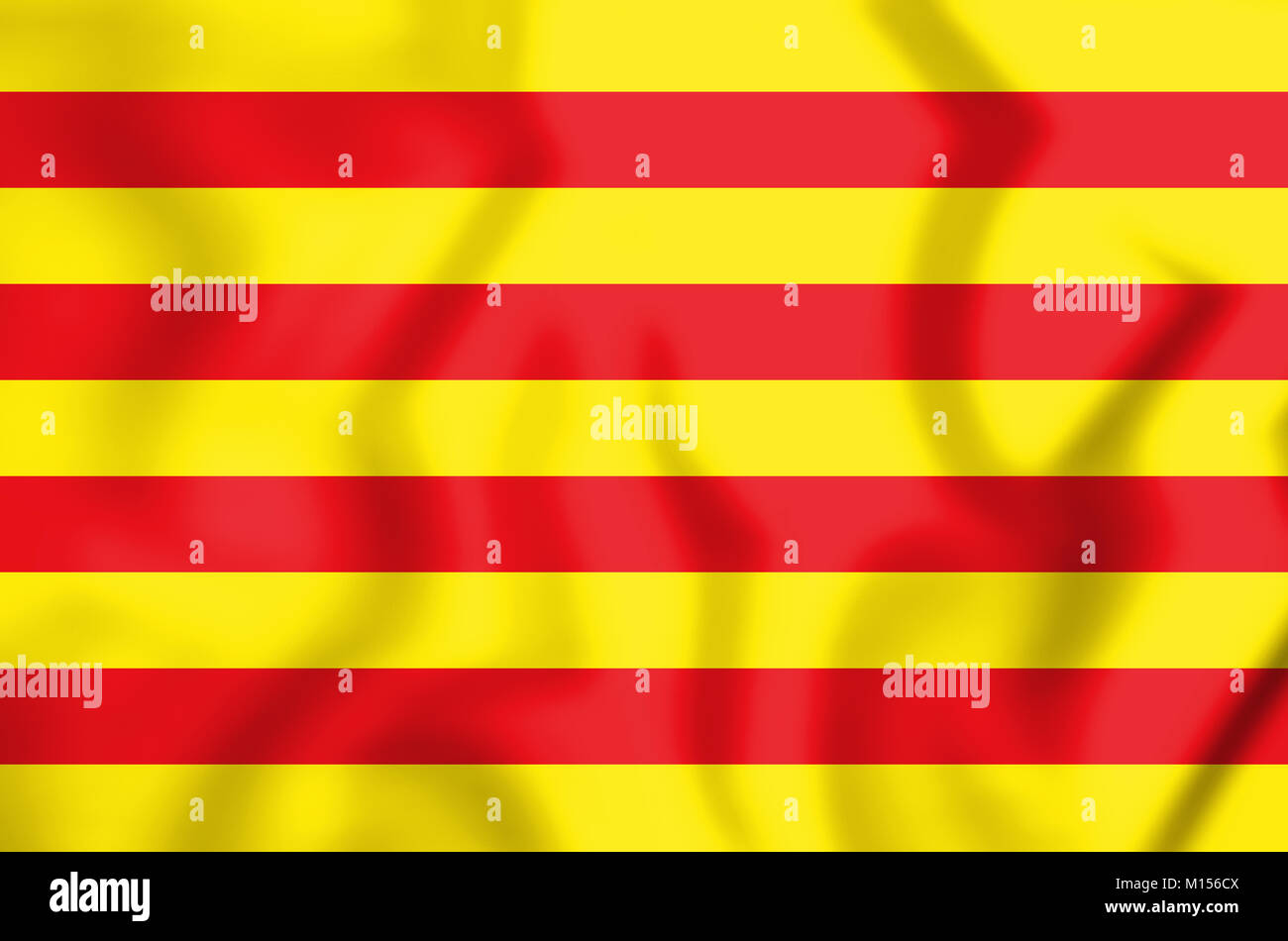 3D bandiera della Catalogna. 3D'illustrazione. Foto Stock