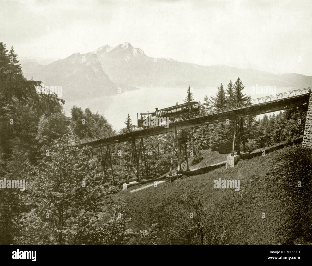 Treno a vapore sul Rigibahn, c.1900 Foto Stock