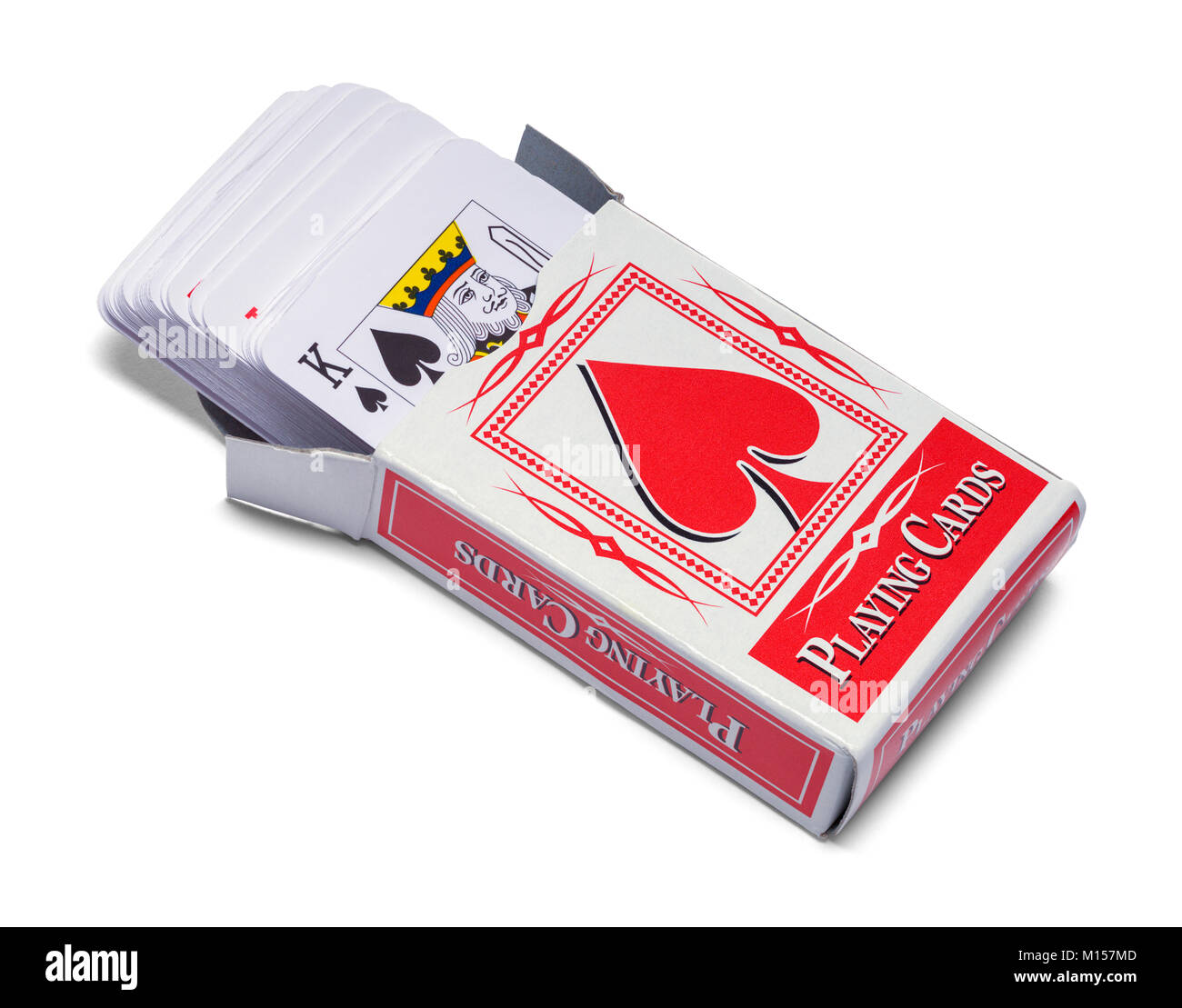 Aprire il mazzo di carte da gioco isolato su bianco. Foto Stock