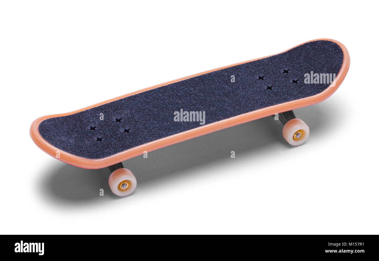 Piccolo Skateboard isolato su uno sfondo bianco. Foto Stock