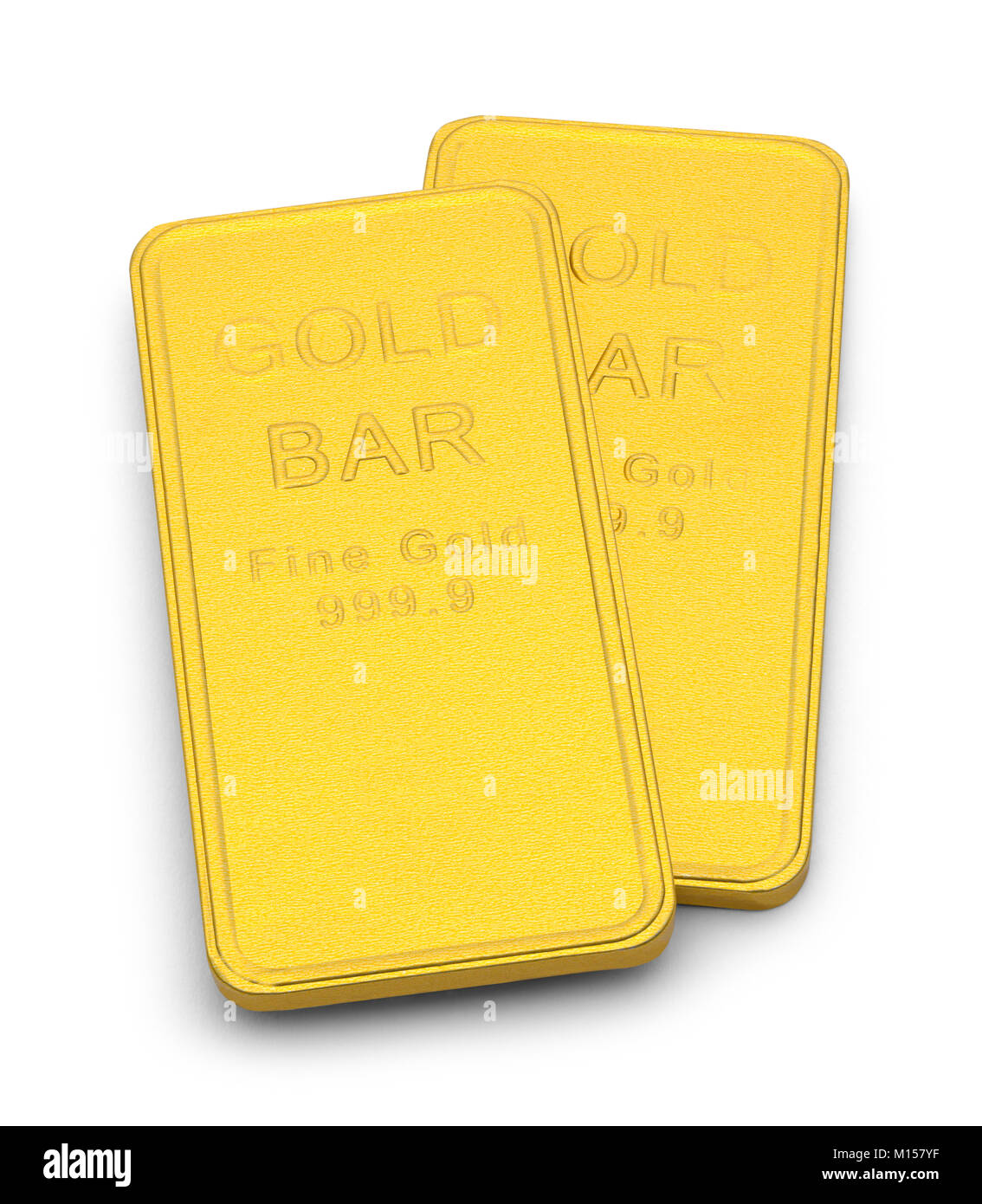 Due piccoli Oro Bar isolato su uno sfondo bianco. Foto Stock