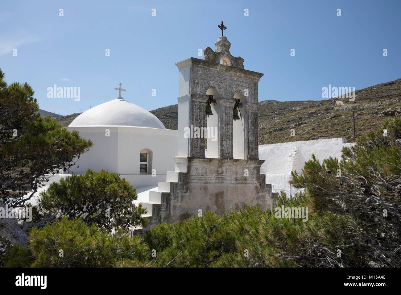 Moni Monastero di Taxiarchon nel nord-est dell isola, Serifos, Cicladi, il Mare Egeo e le isole greche, Grecia, Europa Foto Stock