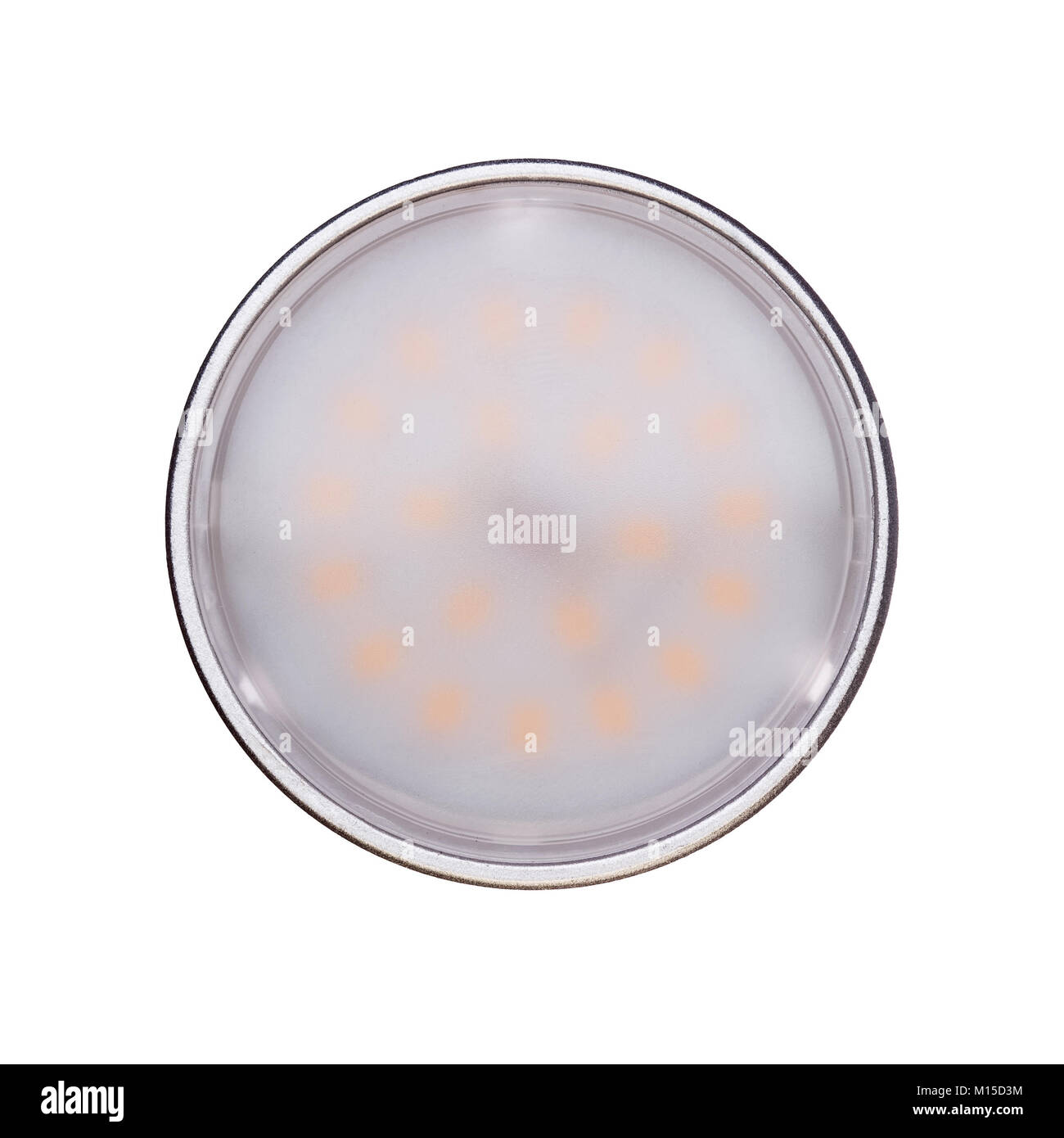 Lampadina a LED closeup photo isolato su bianco Foto Stock