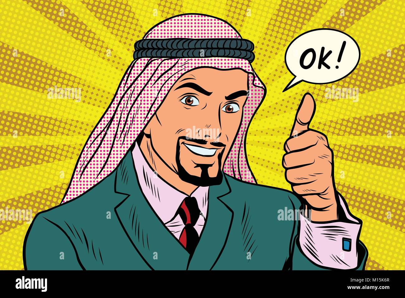 Thumbs up Okey, l'imprenditore arabo Illustrazione Vettoriale