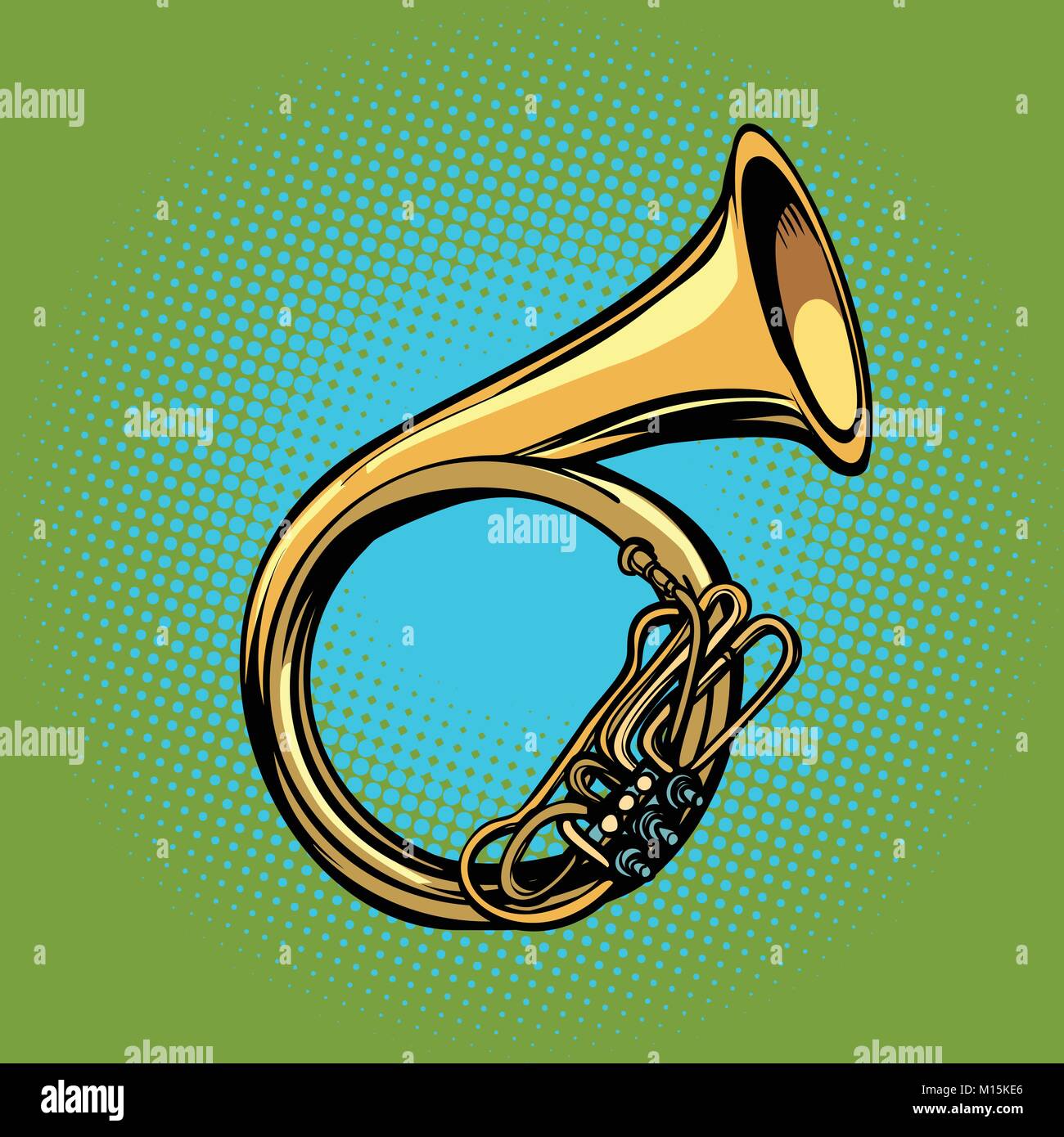 Tuba corno francese helicon strumento musicale Illustrazione Vettoriale