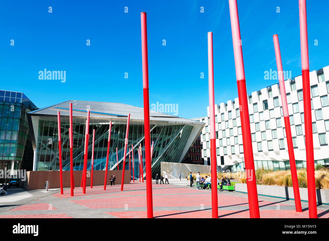 Dettaglio dell'area dei Docklands di Dublino con il Bord Gais teatro in 10. Settembre 2014, Dublino ( Irlanda ) Foto Stock
