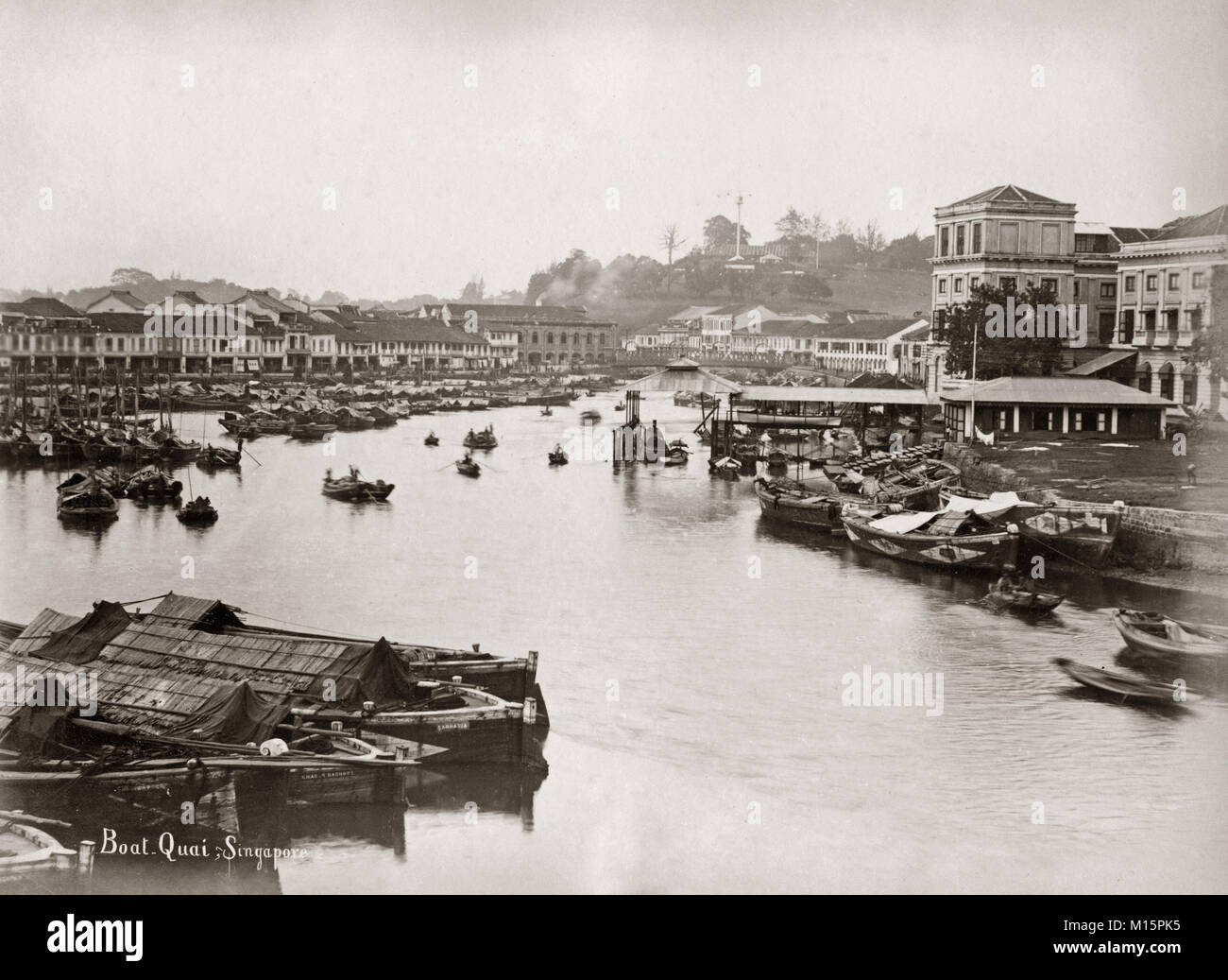 Le barche nel porto, Singapore, c.1880's Foto Stock