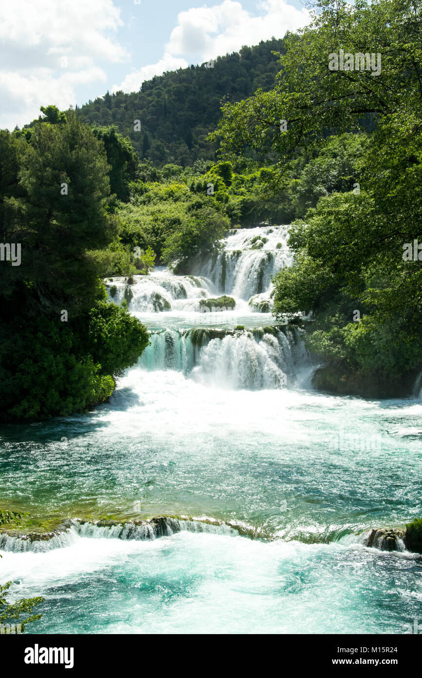 La cascata nel Parco Nazionale di Krka, Croazia. Foto Stock