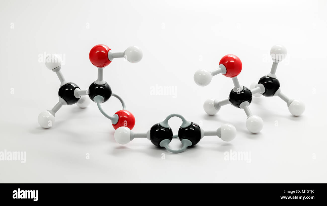 Molecola di etanolo modelli usati per la chimica classe Foto Stock