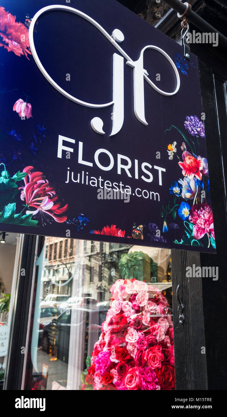 Julia Testa fiori in SoHo di New York City Foto Stock