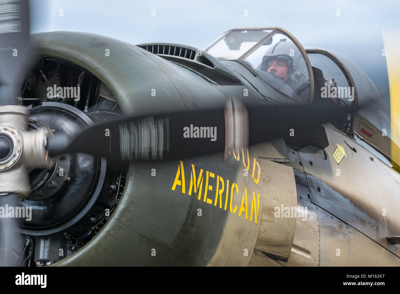 A-1 Skyraider in corrispondenza di un'esibizione aerea all'Heritage Flight Museum, Skagit aeroporto regionale, Burlington, Washington, Stati Uniti d'America Foto Stock