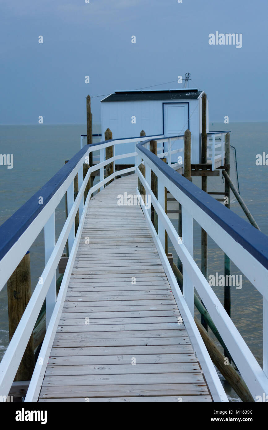 Carrelet o cabine di pesca a Saint-Palais-sur-Mer Foto Stock