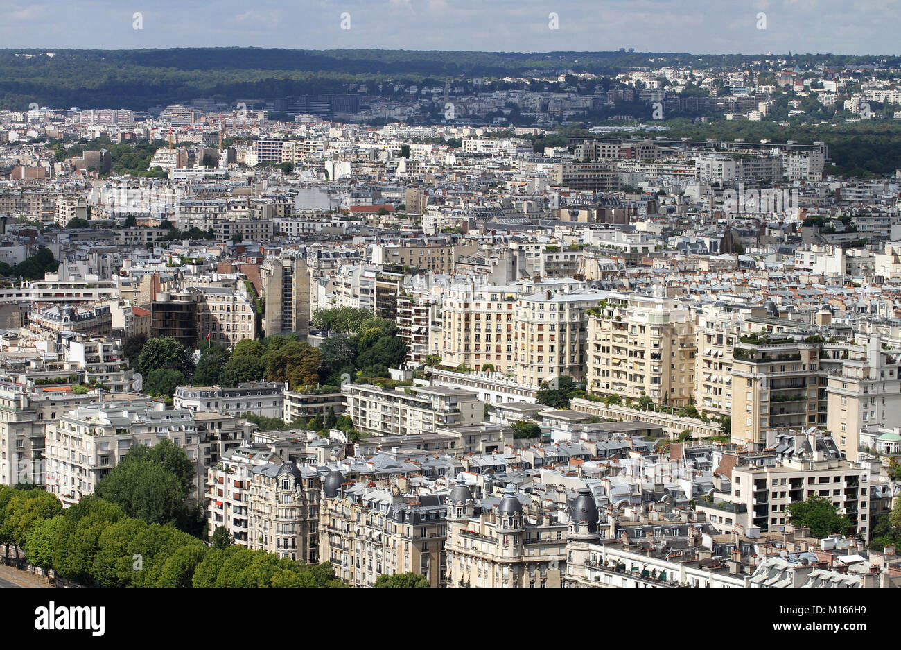 Vista di Parigi ovest della Torre Eiffel, Francia. Foto Stock