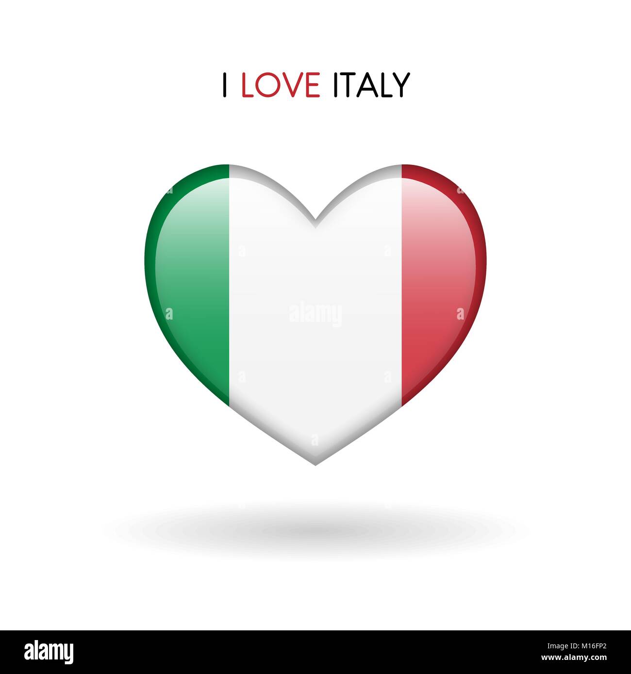 Amore Italia simbolo. Cuore di bandiera icona lucida su uno sfondo bianco isolato illustrazione vettoriale EPS10 Illustrazione Vettoriale