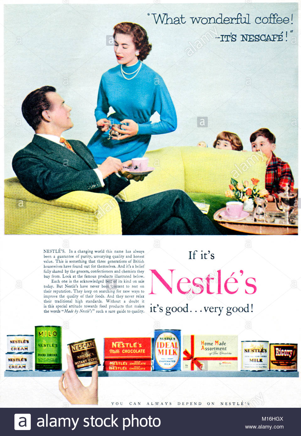 Nestle di pubblicità vintage anni cinquanta Foto Stock