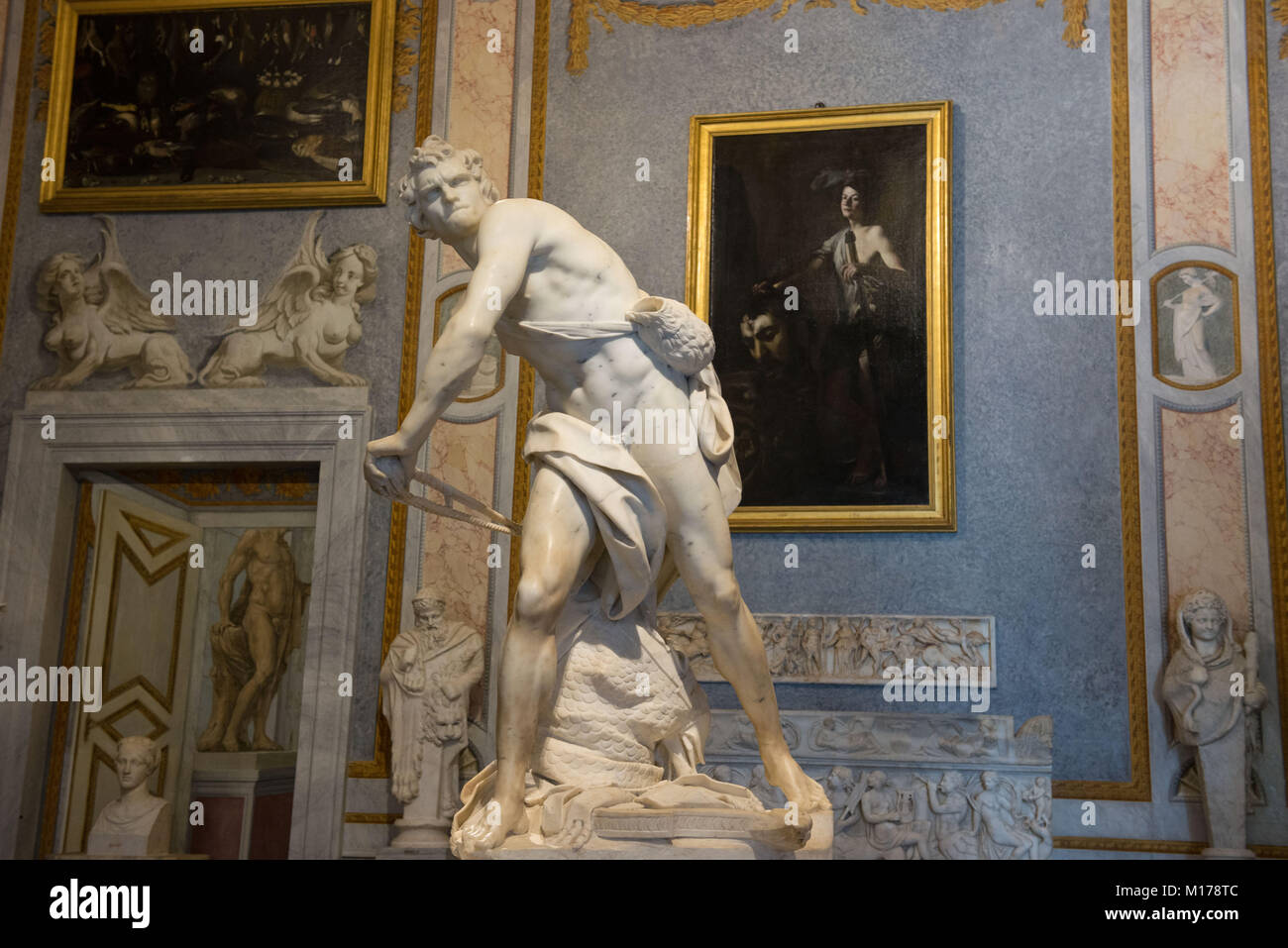 Roma, Italia. Galleria Borghese. 'David' di Gian Lorenzo Bernini. Foto Stock