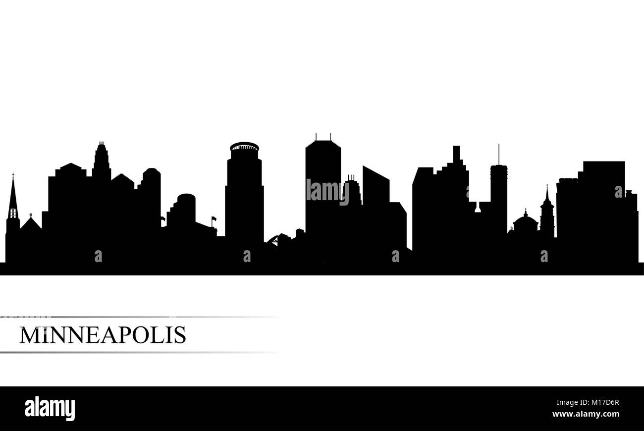 Minneapolis Città skyline silhouette sfondo, illustrazione vettoriale Illustrazione Vettoriale