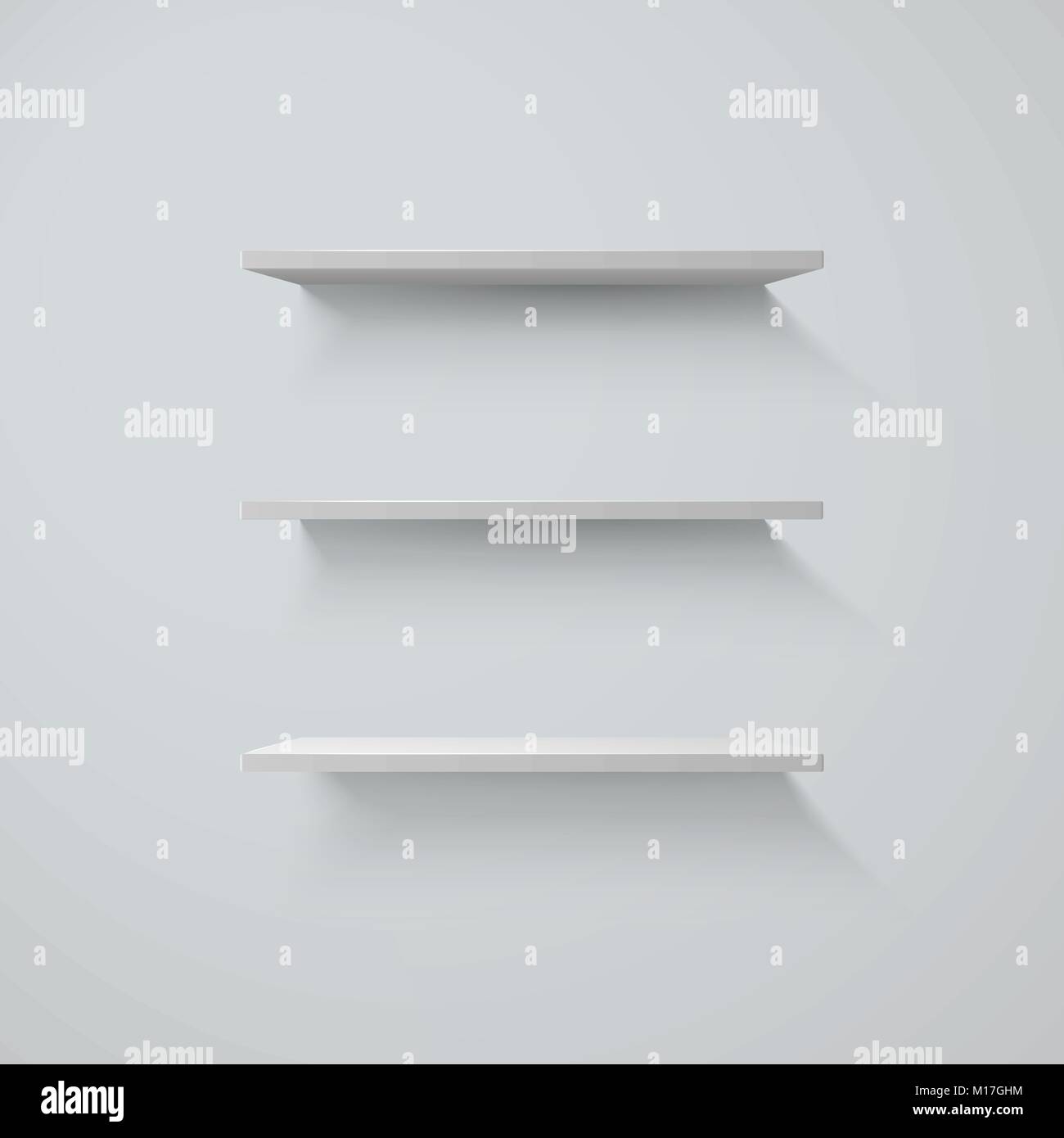 Set di scaffali ad bianco su una parete. illustrazione vettoriale Illustrazione Vettoriale