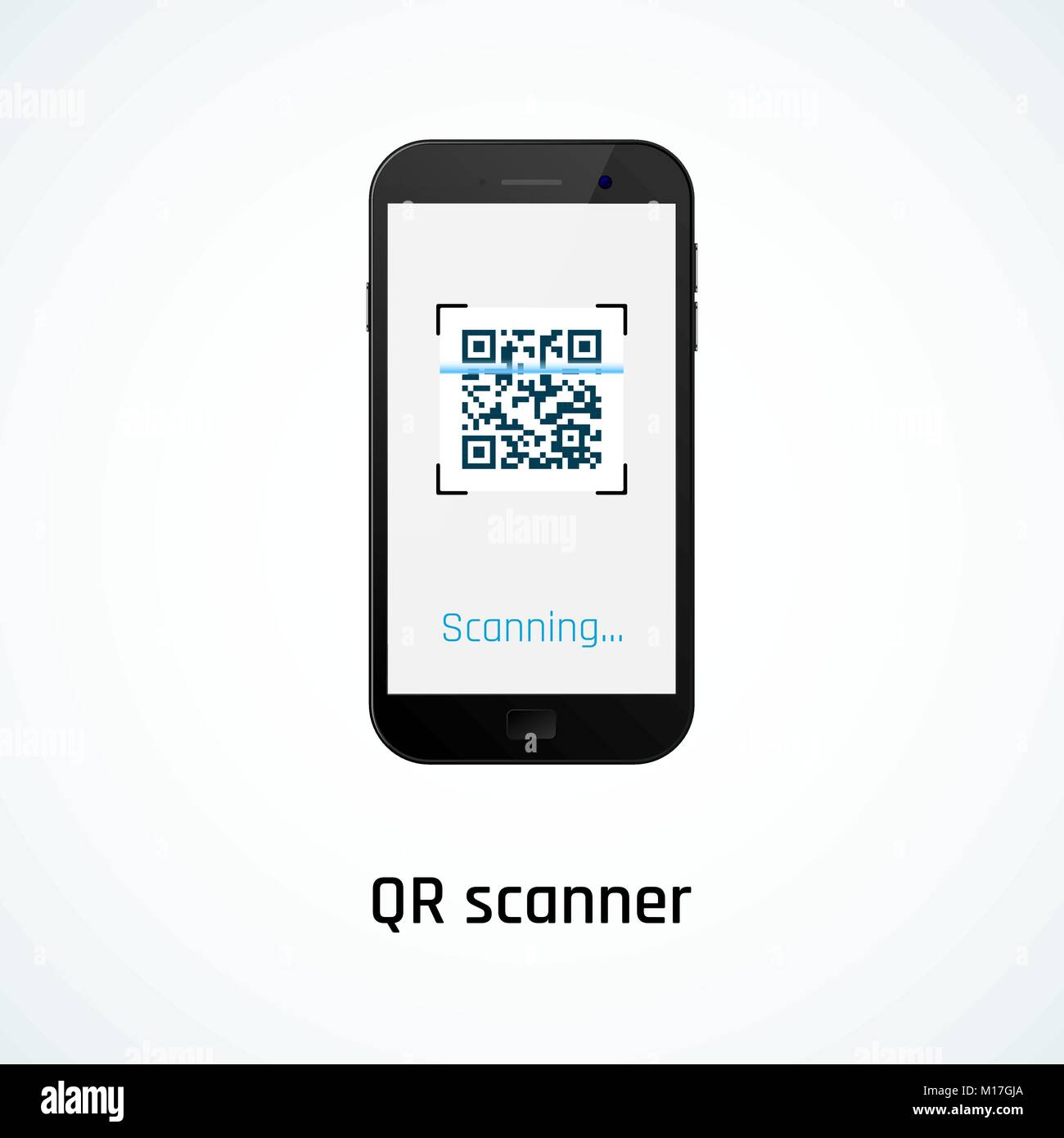 Codice QR esegue la scansione con un telefono cellulare. Illustrazione Vettoriale Illustrazione Vettoriale