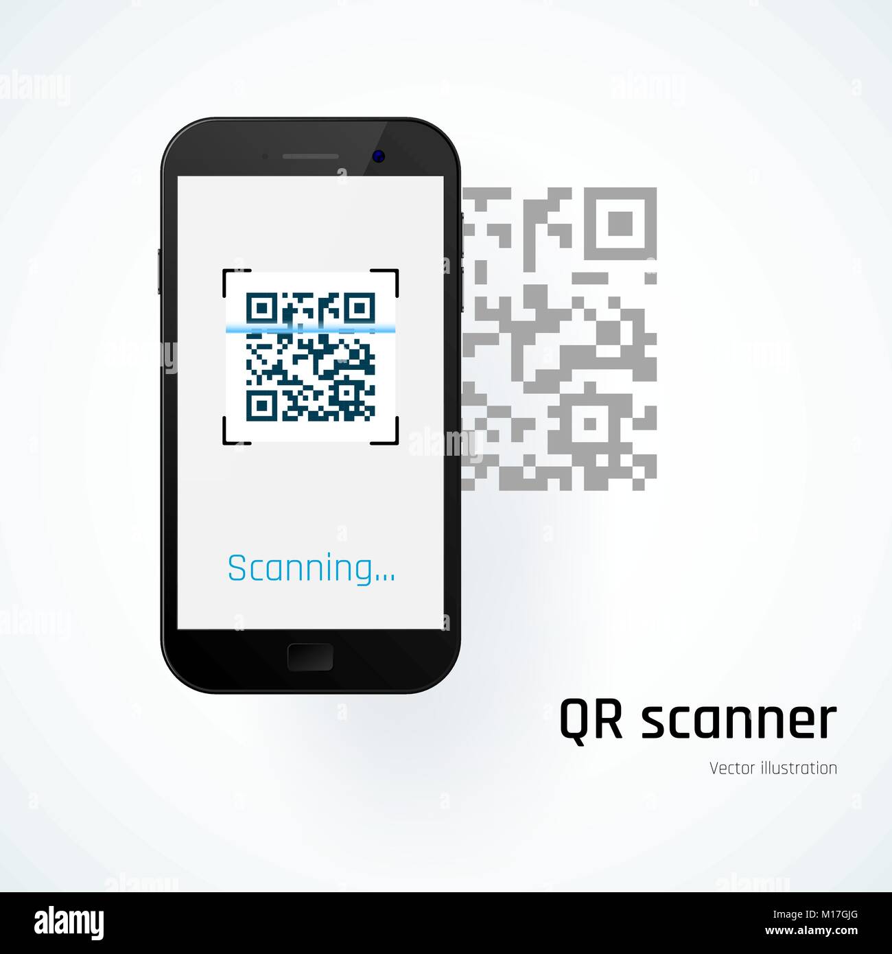 Scanner QR. Scansioni Mobile codice QR. Illustrazione Vettoriale Illustrazione Vettoriale