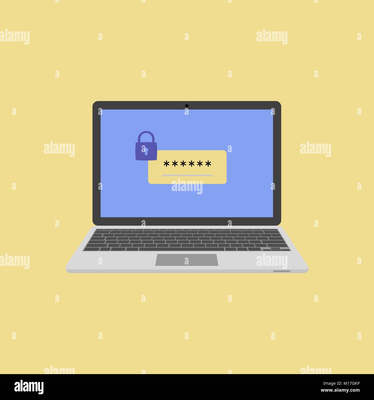 Immissione della password sul computer portatile. Vettore Illustrazione Vettoriale