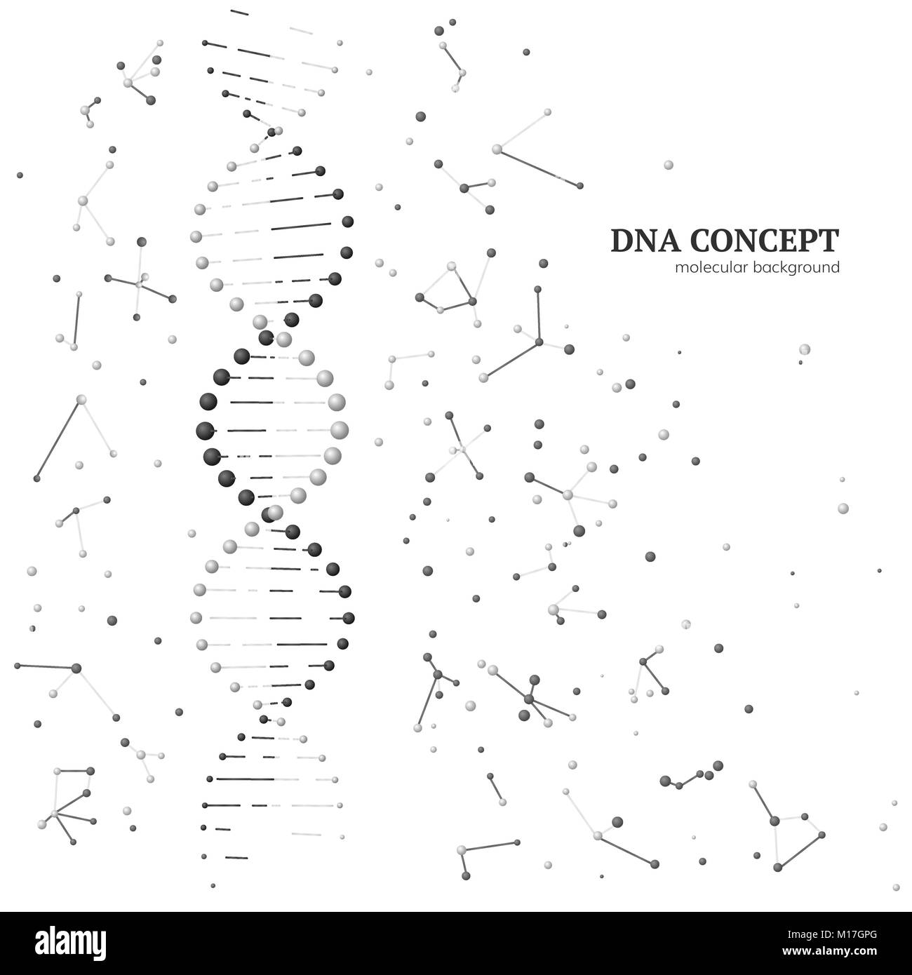 Modello grafico molecola di DNA. Sfondo molecolare. Illustrazione Vettoriale Illustrazione Vettoriale
